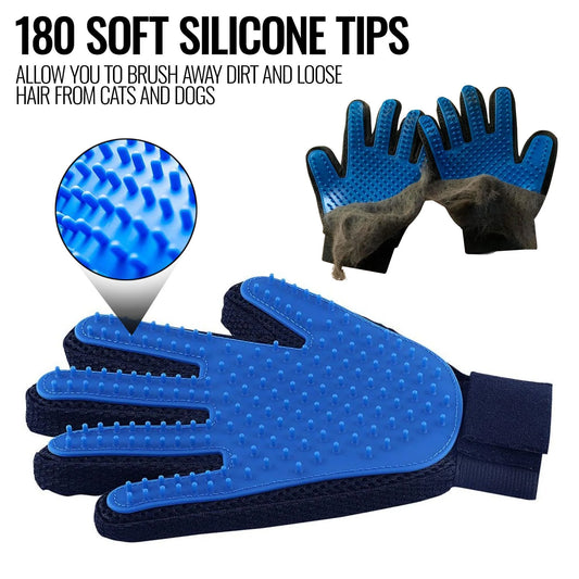 Pet Grooming Gloves Dog Brush Mitt Deshedding Hair Removal Massage Horse Pair